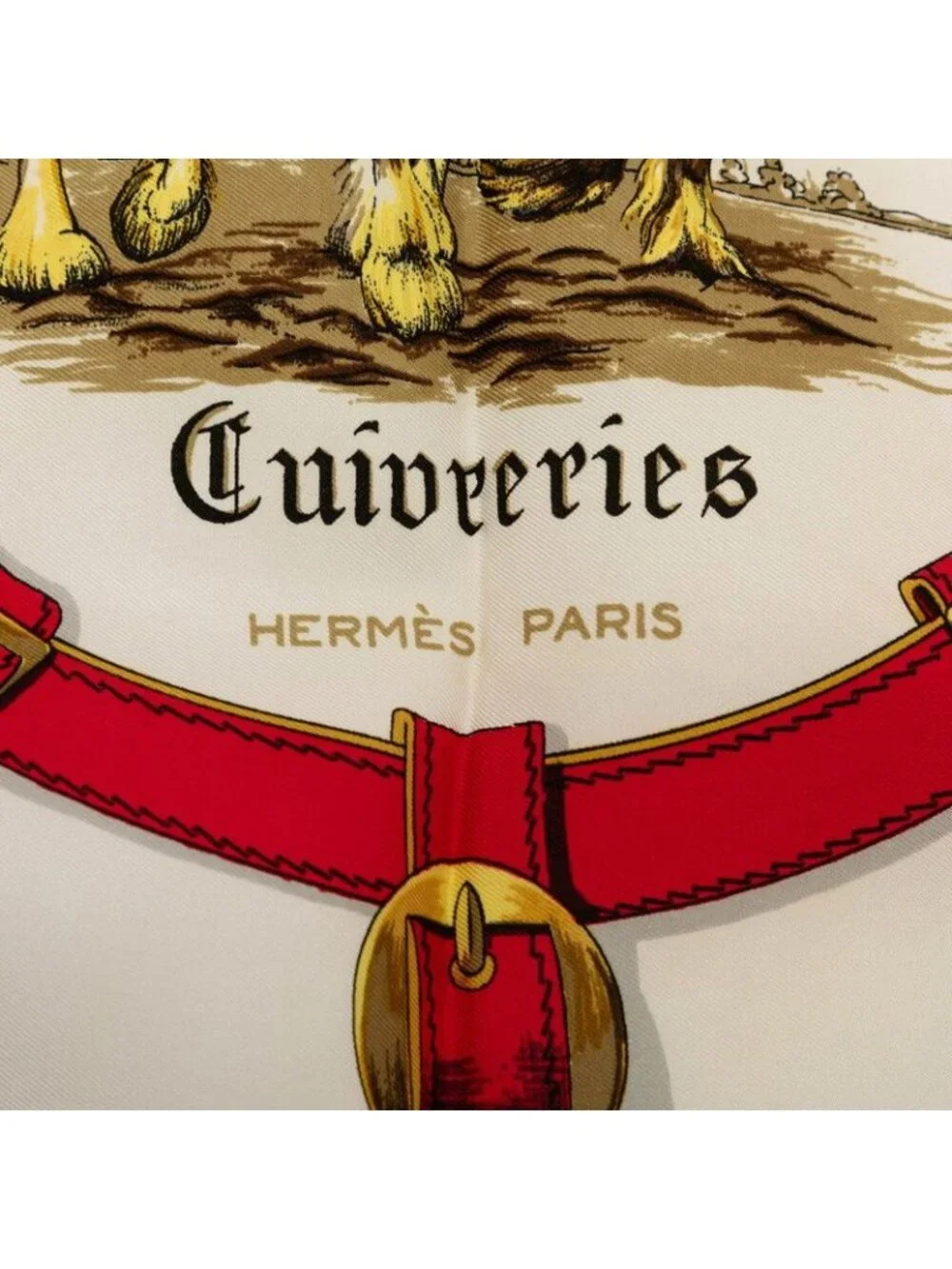 Hermes Carre 90 Cuivreries Copperwork Scarf Navy Red White Silk